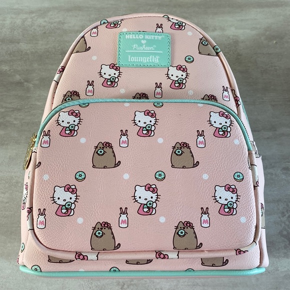 NWT Hello Kitty Pusheen Loungefly Mint Green Pastel Pink FYE Exclusive Backpack - Picture 5 of 7